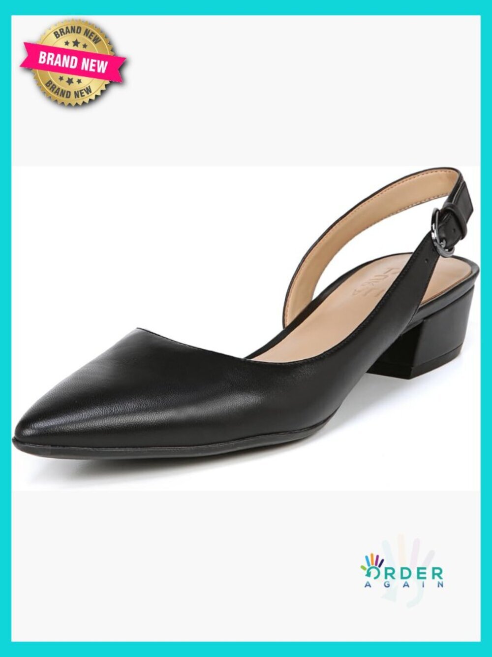 Slingback Pumps Pointed Toe Block Heels Dress Shoes Cushioned Lightweight